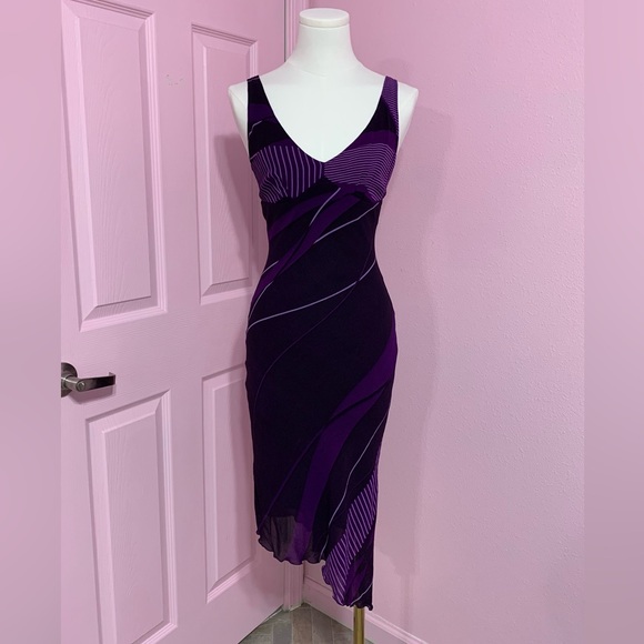 Arden B Dresses & Skirts - VTG Arden B Asymmetrical Purple Dress with Abstract Print - XS